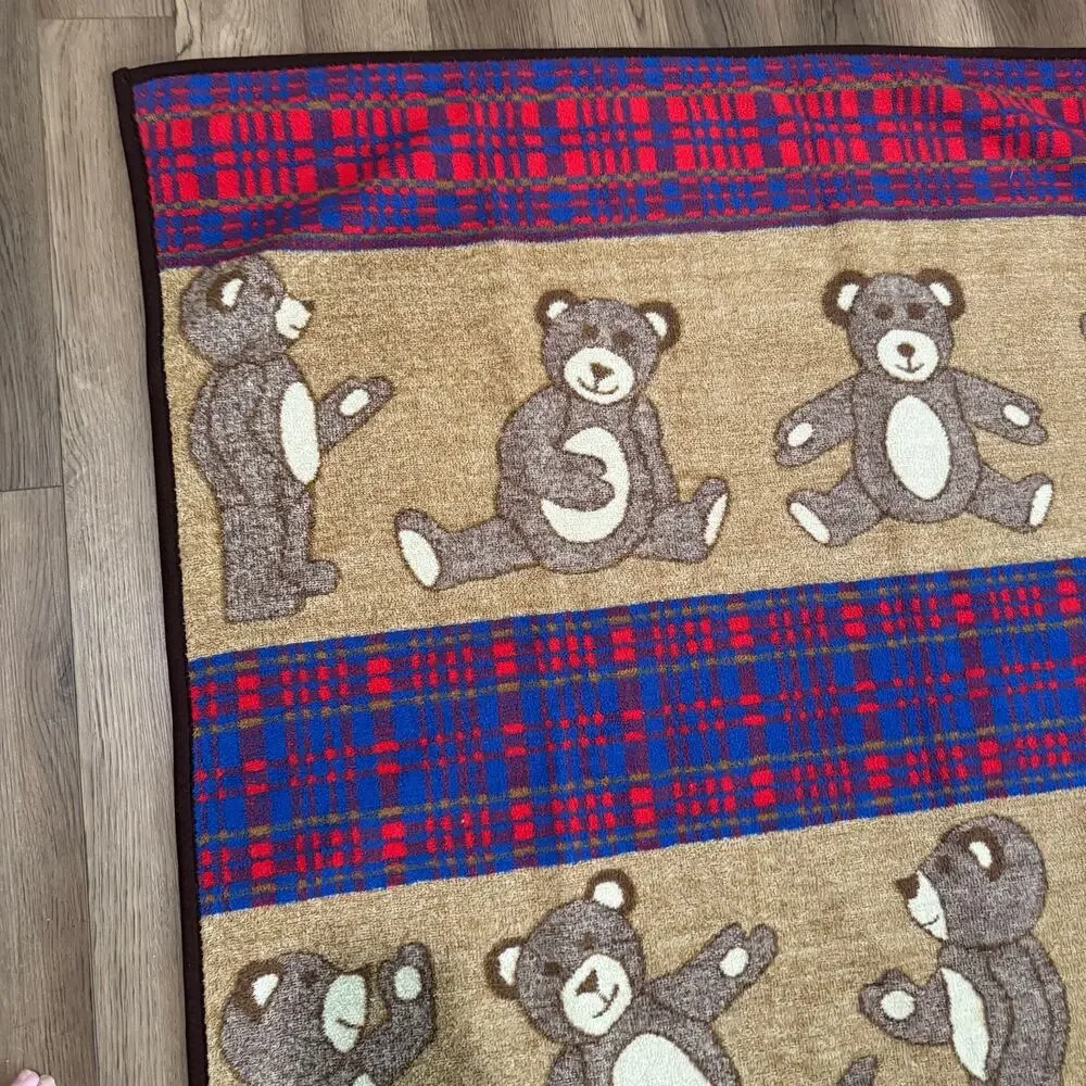 San Marcos Teddy Bear Throw Blanket Plaid Rustic Cabin Decor